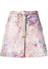Agnona floral-print wide-leg shorts - Pink