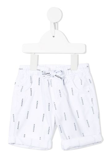 Aigner Kids logo-print drawstring shorts - White