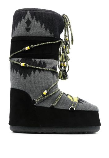 Alanui x Moonboot Icon Knit snow boots - Grey