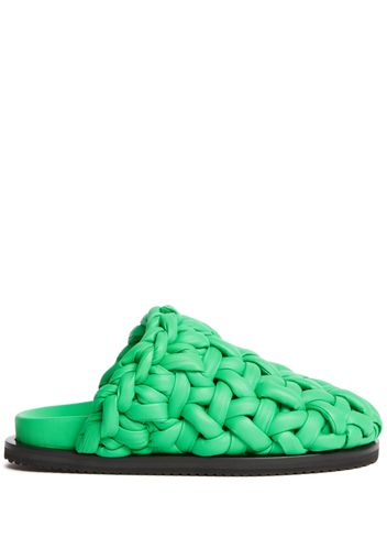 Alanui Icon interwoven leather mules - Green