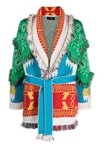 Alanui bandana patch jacquard cardigan - Green