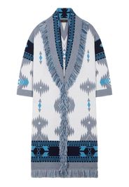 Alanui intarsia-knit jacquard coat - White