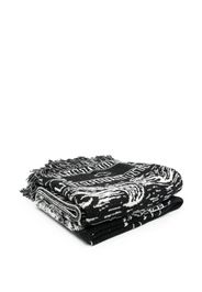 Alanui intarsia-knit frayed scarf - Black