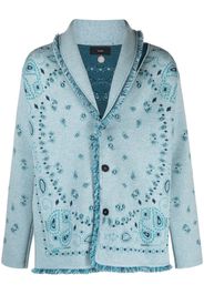 Alanui bandana-jacquard cashmere cardigan - Blue