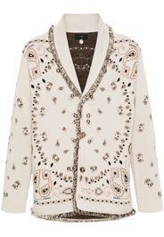 Alanui Bandana-jacquard frayed-edge cardigan - Neutrals