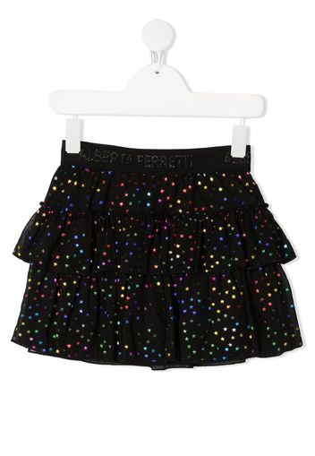 tiered star-print tulle skirt