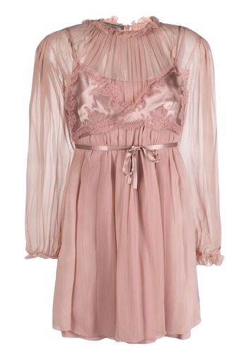 Alberta Ferretti bralette-overlay chiffon dress - Pink