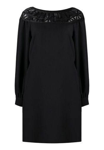 Alberta Ferretti mesh-panel long-sleeve dress - Black