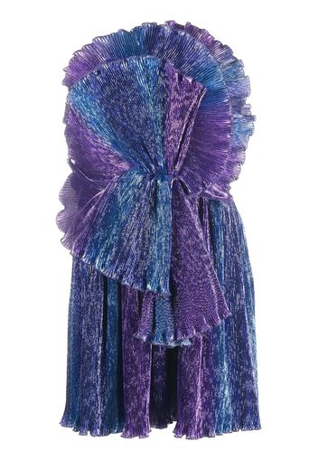 Alberta Ferretti ruffle-detail pleated lamé minidress - Blue