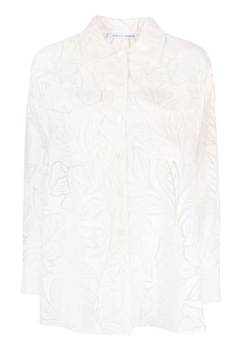 Alberta Ferretti floral-motif sheer shirt - White