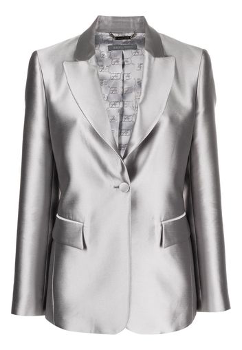 Alberta Ferretti long-sleeved satin single-breasted blazer - Grey