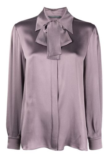 Alberta Ferretti pussy-bow satin shirt - Purple