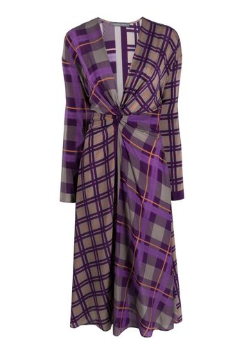 Alberta Ferretti check-pattern silk midi dress - Purple