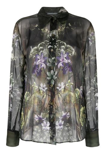 Alberta Ferretti floral-print silk shirt - Grey