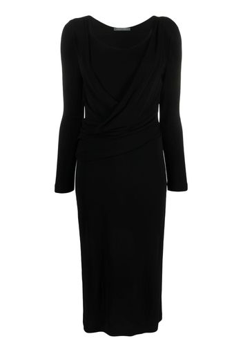 Alberta Ferretti round-neck long-sleeve dress - Black