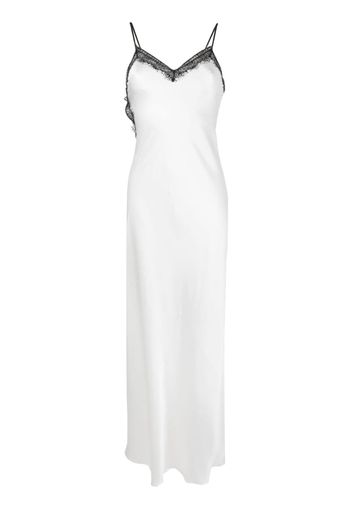 Alberta Ferretti lace-trim asymmetric maxi dress - White