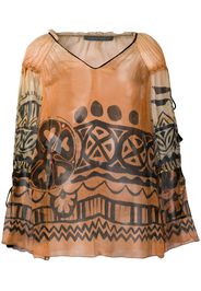 Alberta Ferretti sheer patterned blouse - Neutrals