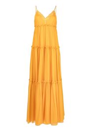 Alberta Ferretti lace-trim silk maxi dress - Yellow