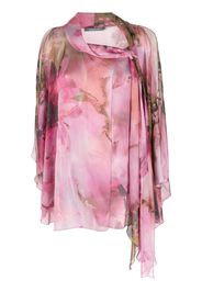 Alberta Ferretti floral-print semi-sheer silk blouse - Pink