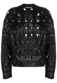 Alberta Ferretti open-knit crew-neck jumper - Black