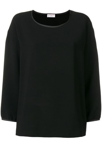 Alberto Biani satin trim crepe blouse - Black