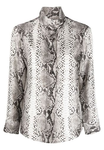 Alberto Biani snakeskin-print high-neck silk shirt - Black