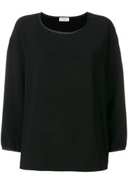 Alberto Biani satin trim crepe blouse - Black