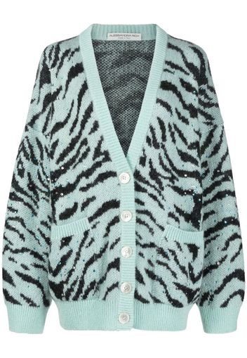 Alessandra Rich zebra-print knit cardigan - Green