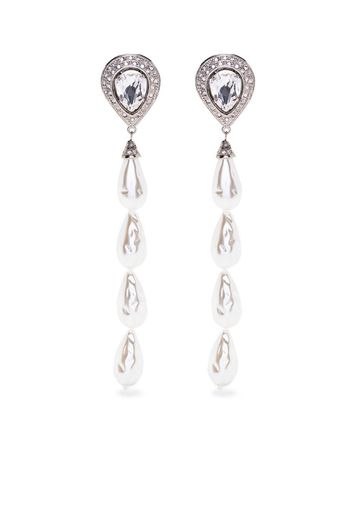 Alessandra Rich crystal-embellished pearl drop earrings - Silver