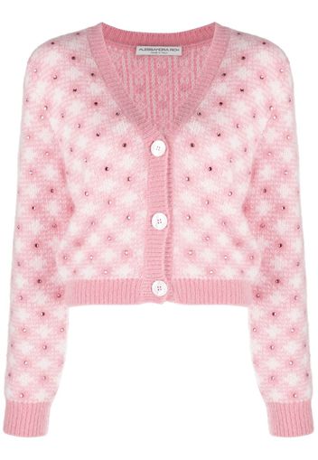 Alessandra Rich rhinestone-embellished gingham cardigan - Pink