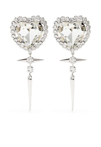 Alessandra Rich Crystal-embellished heart-shaped earrings - Silver