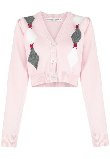 Alessandra Rich intarsia-knit floral-detail cardigan - Pink