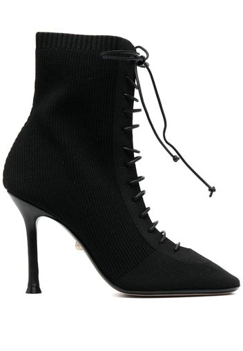 Alevì Love ribbed-knit ankle boots - Black