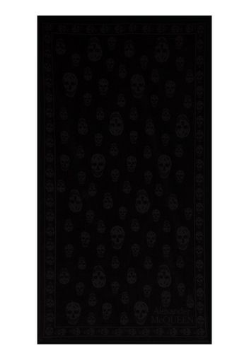 black cotton skull embroidered beach towel