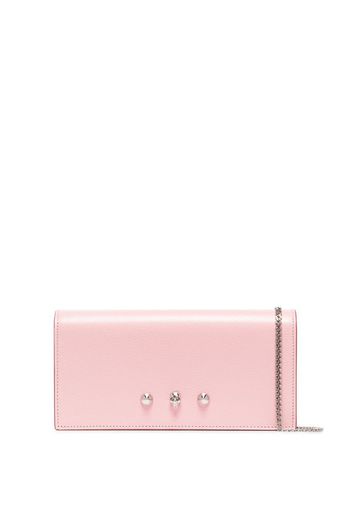 pink skull and stud leather mini bag