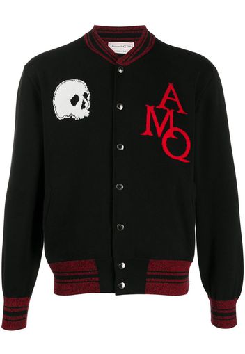 skull intarsia bomber jacket