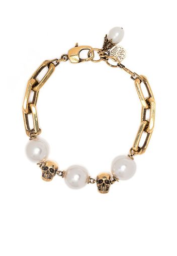 pearl-embellished skull bracelet