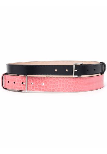 Alexander McQueen double leather buckle belt - Black