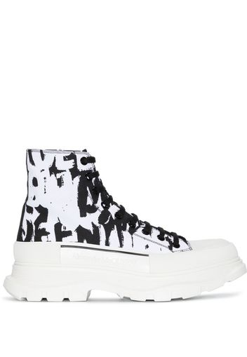 Alexander McQueen Graffiti Tread canvas boots - White