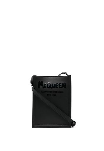 Alexander McQueen Graffiti Edge logo-print shoulder bag - Black