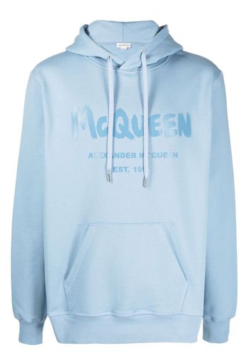 Alexander McQueen logo-print hooded sweatshirt - Blue