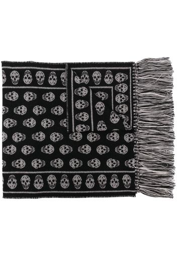 Alexander McQueen skull-knit fringed scarf - Black