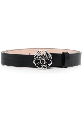 Alexander McQueen logo embellished buckle belt - Black