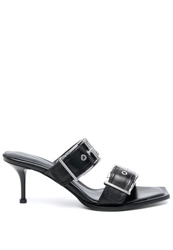 Alexander McQueen 75mm leather buckled mules - Black