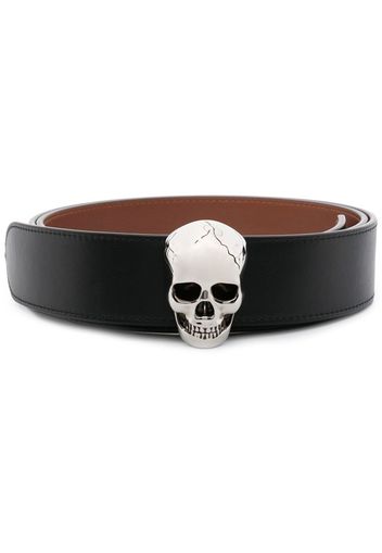 Alexander McQueen skull-embellished buckle belt - Black