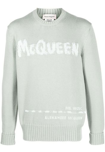 Alexander McQueen logo-intarsia jumper - Green
