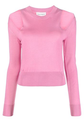 Alexander McQueen cut-out round-neck jumper - Pink