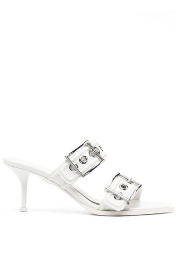 Alexander McQueen Punk double-buckle leather mules - White