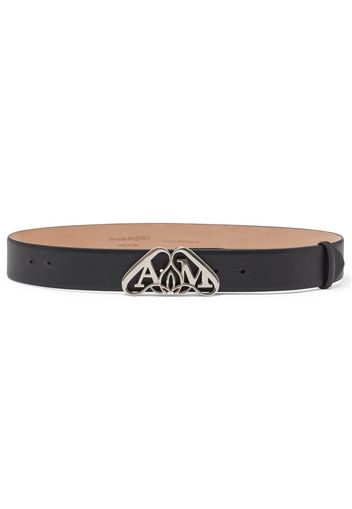 Alexander McQueen SEAL LOGO BELT - Black