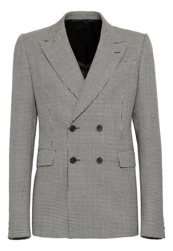 Alexander McQueen houndstooth-print double-breasted blazer - Black